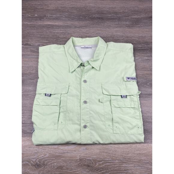 Columbia Other - Columbia PFG Men 2X/2TF Lime Green Pocket Vented Short Sleeve Button Up Shirt